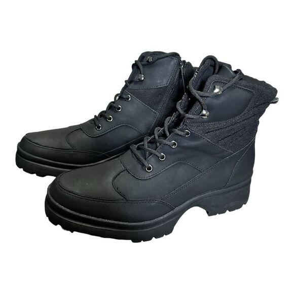 Andiamo Black faux leather hiking work boots size 11 NWOT - Picture 1 of 13